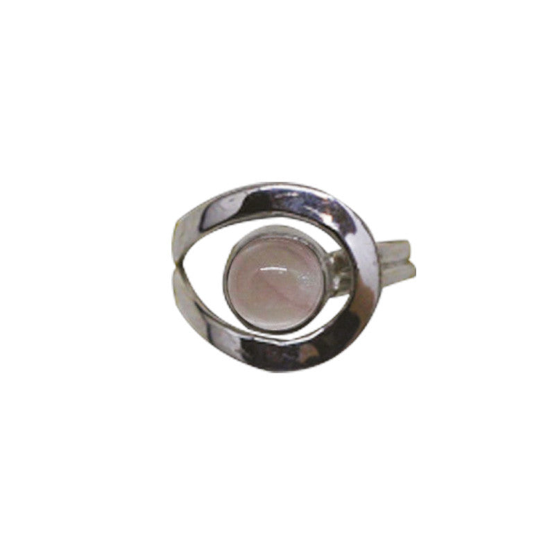 Bague Réglable Quartz Rose Argent 0.925 Rhodié