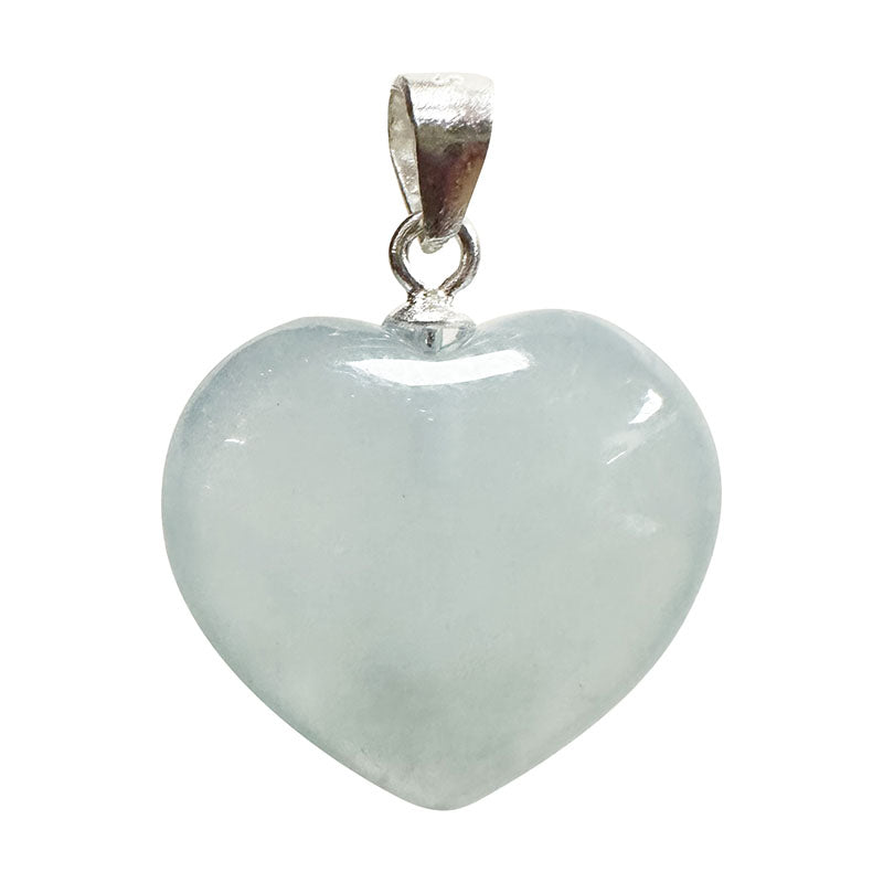 Pendentif Coeur en Aigue Marine  et chaine en argent 0.925