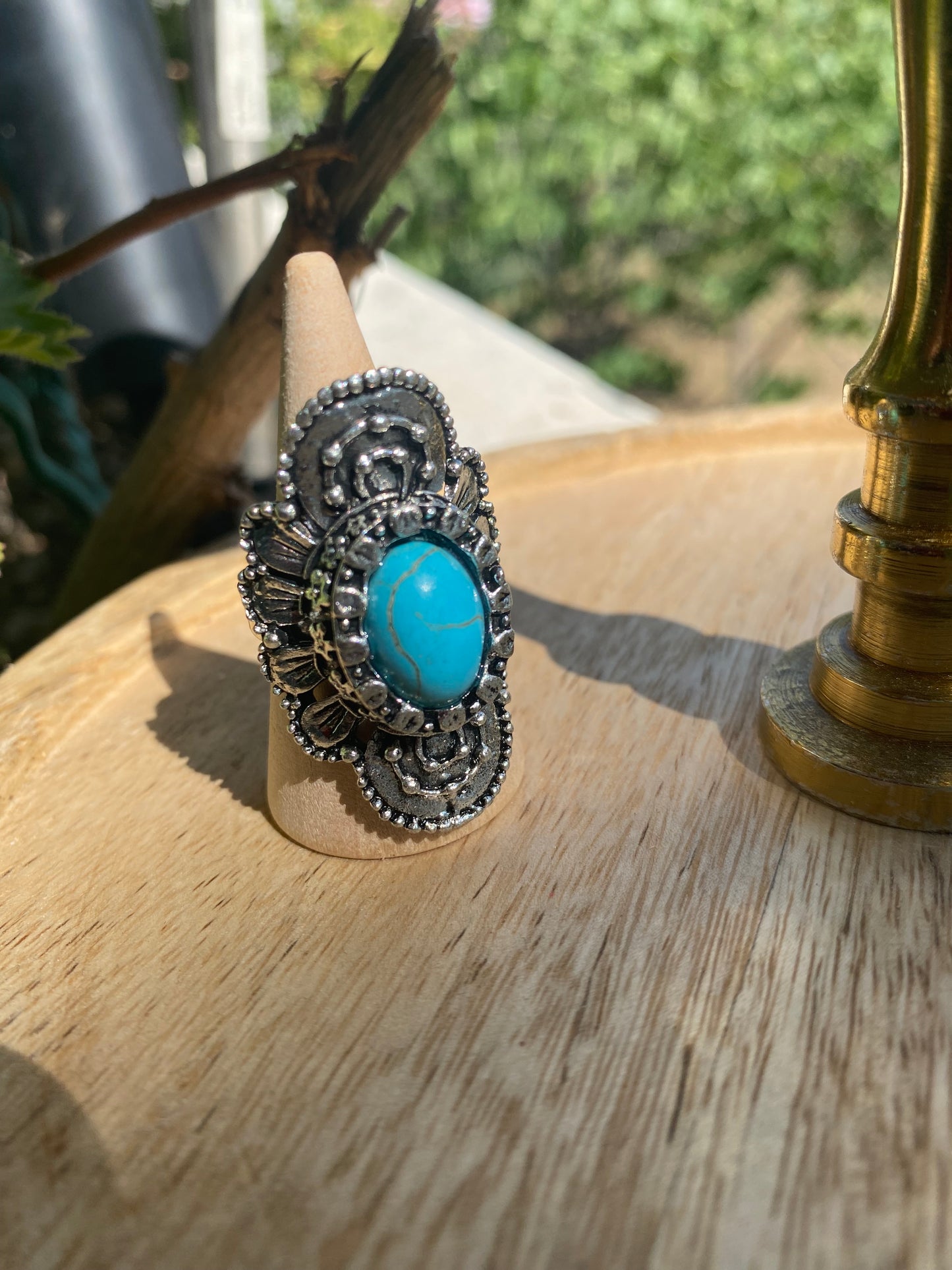 Bague Turquoise Sinkiang 14x10 mm