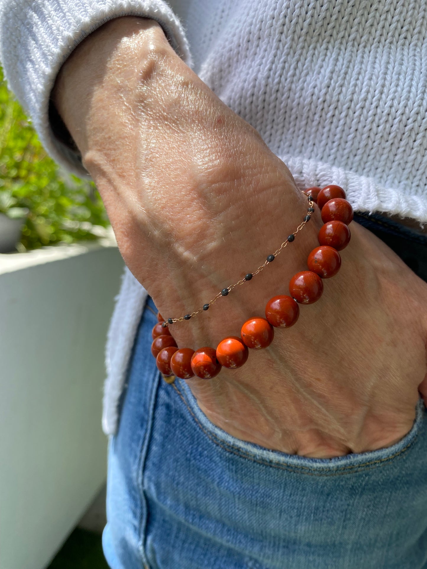 Bracelet en Jaspe Rouge perles 8 mm