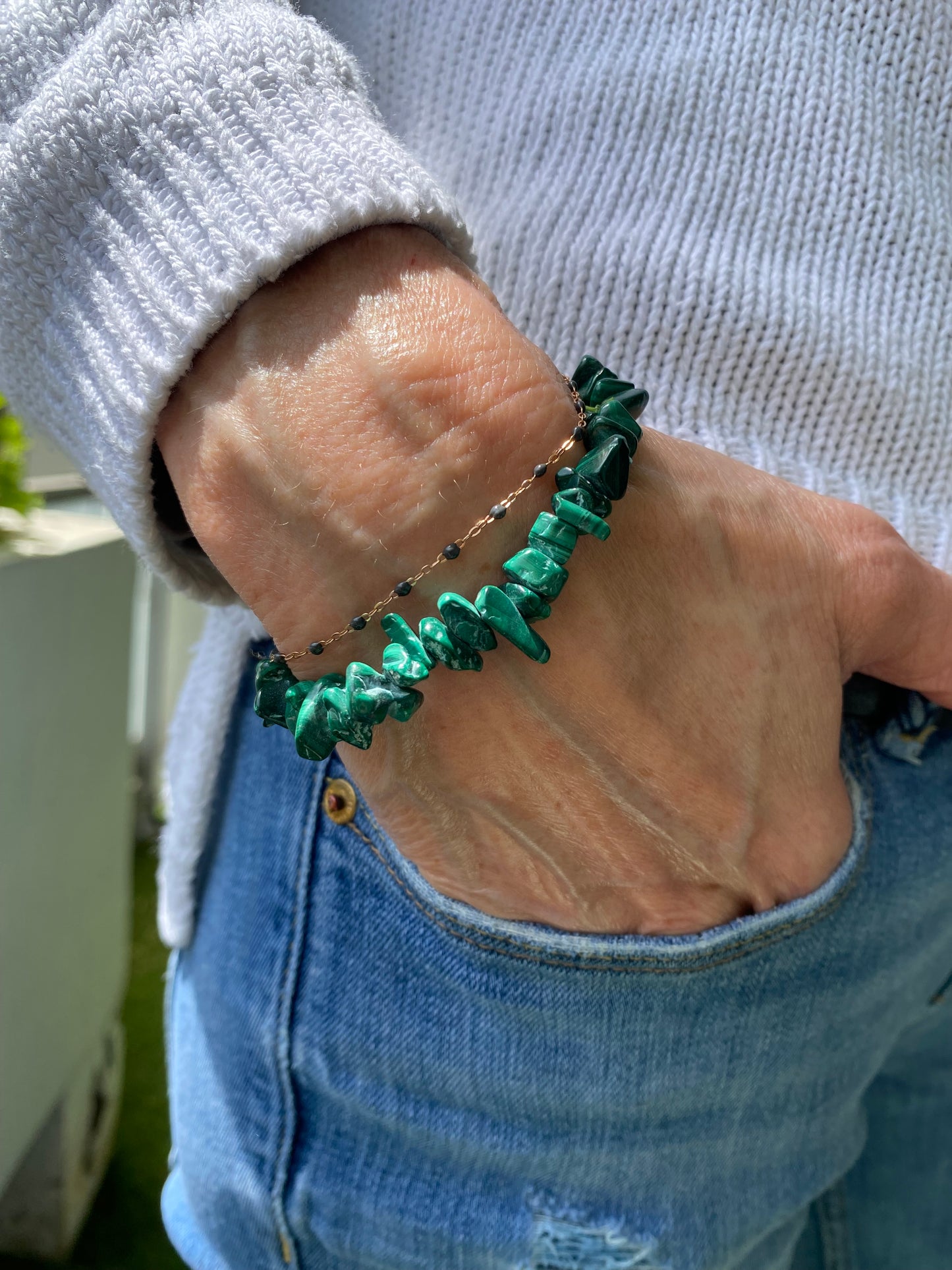 Bracelet Baroque Malachite 8 mm