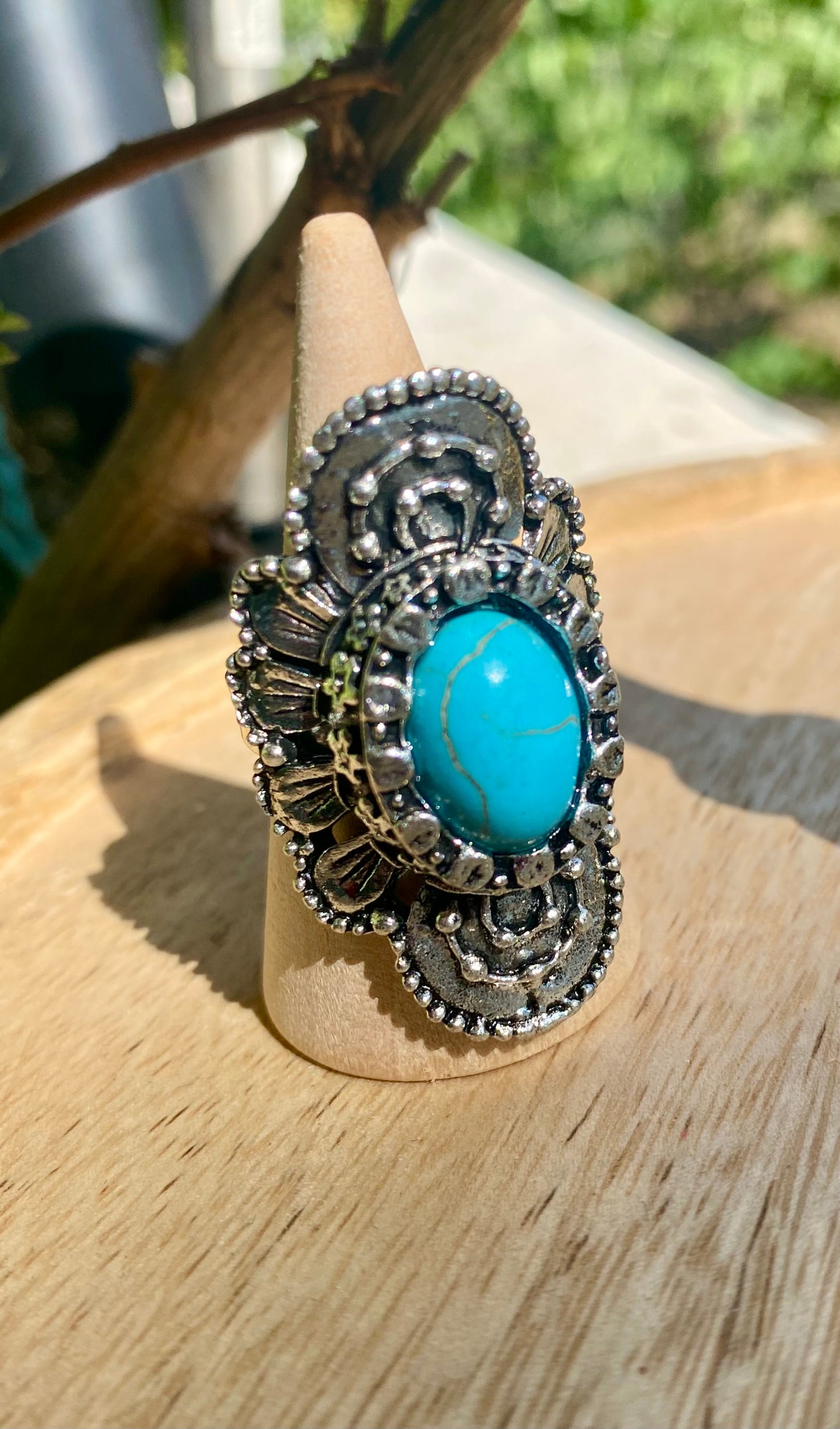 Bague Turquoise Sinkiang 14x10 mm