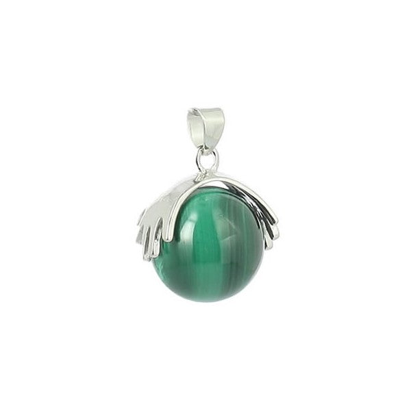 Pendentif Perle Malachite 16 mm avec cordon