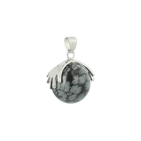 Pendentif Perle Obsidienne Neige 16 mm