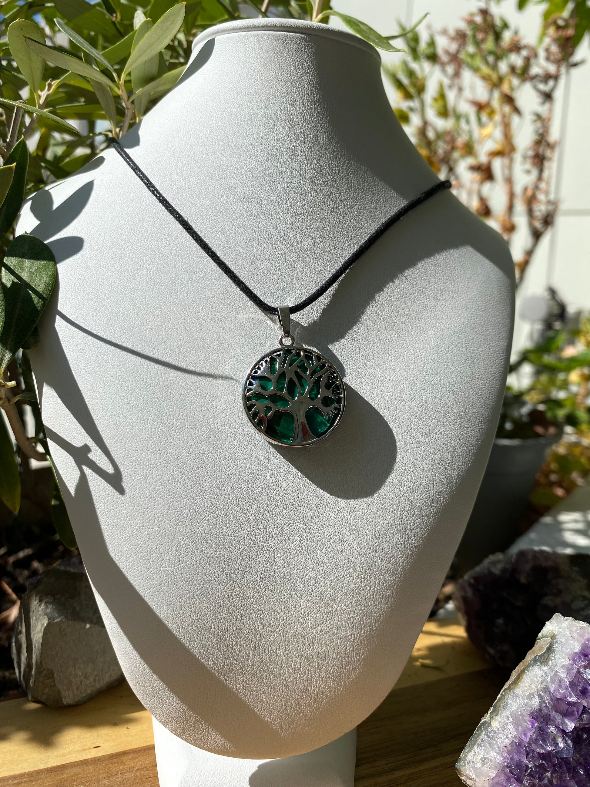 Pendentif Arbre de Vie en Malachite avec son cordon