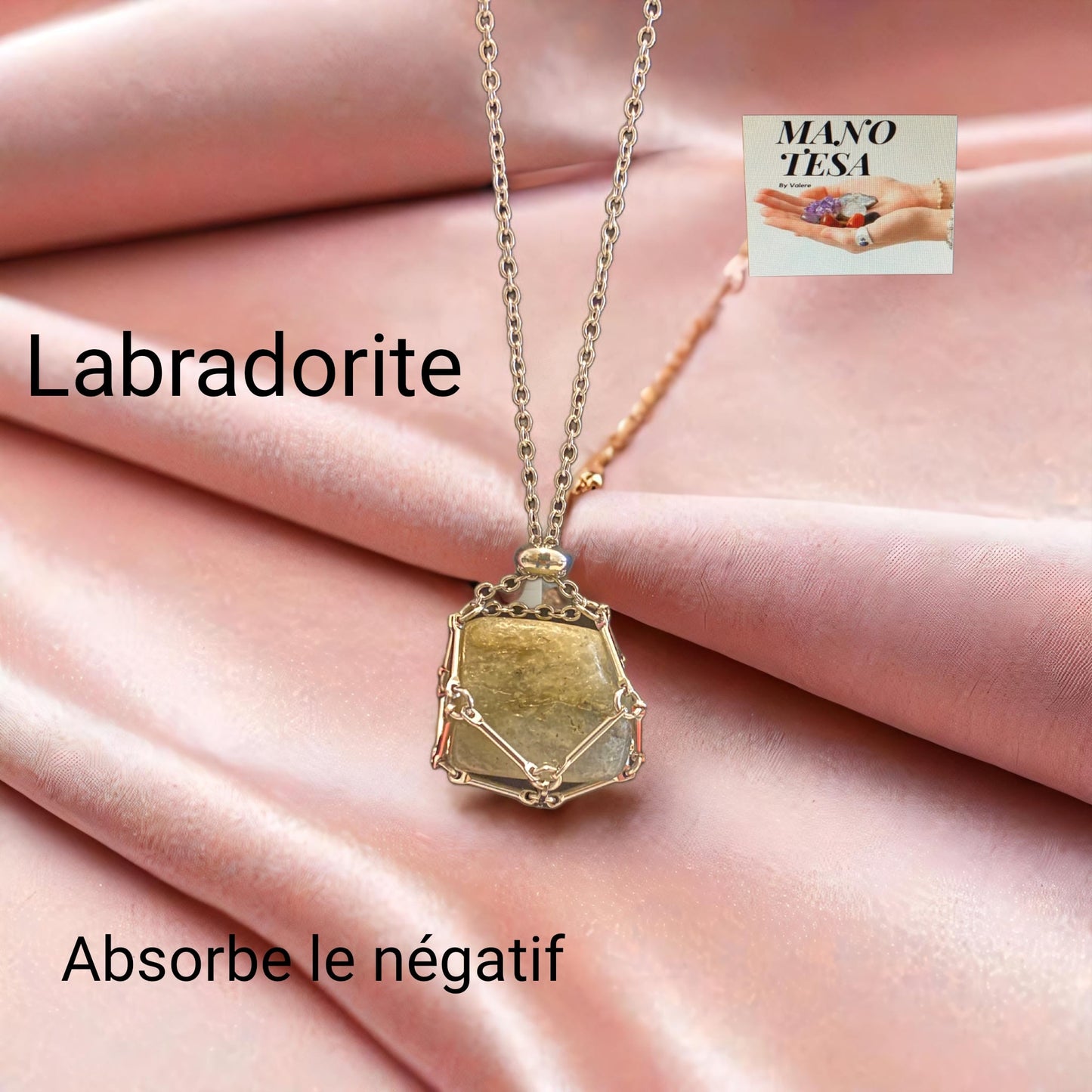 Pendentif cage Pierre Labradorite