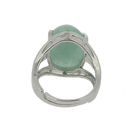 Bague réglable forme cabochon en Amazonite   18 x 13 mm sur métal argenté