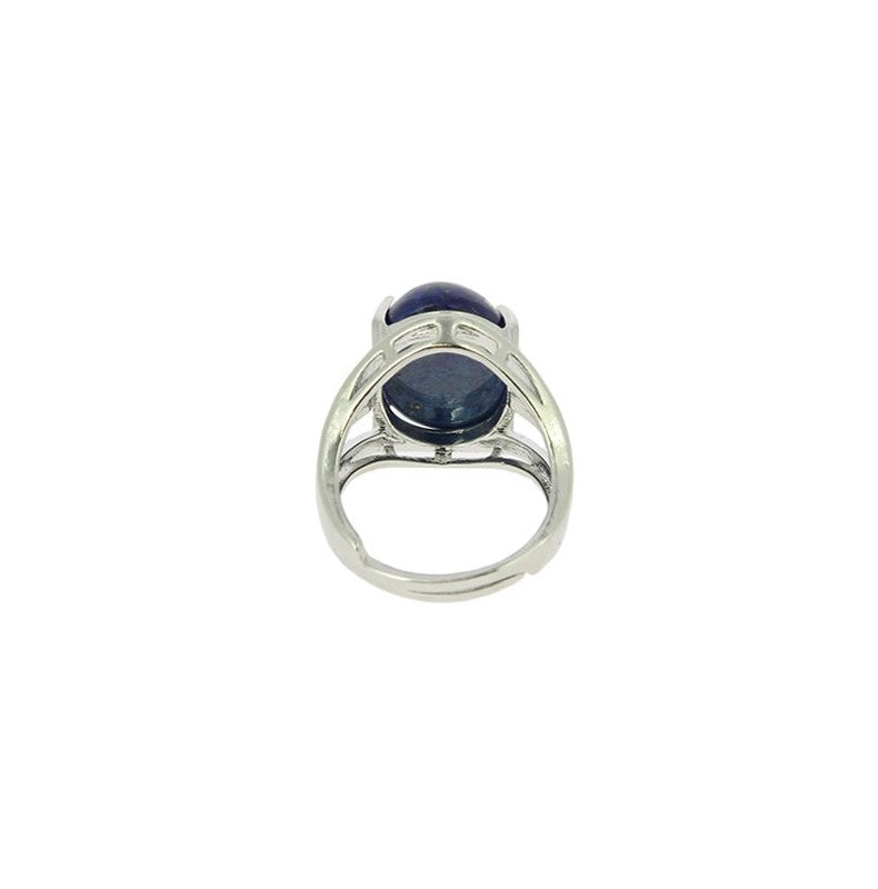 Bague réglable forme cabochon Lapis Lazuli 18 x 13 mm sur métal argenté