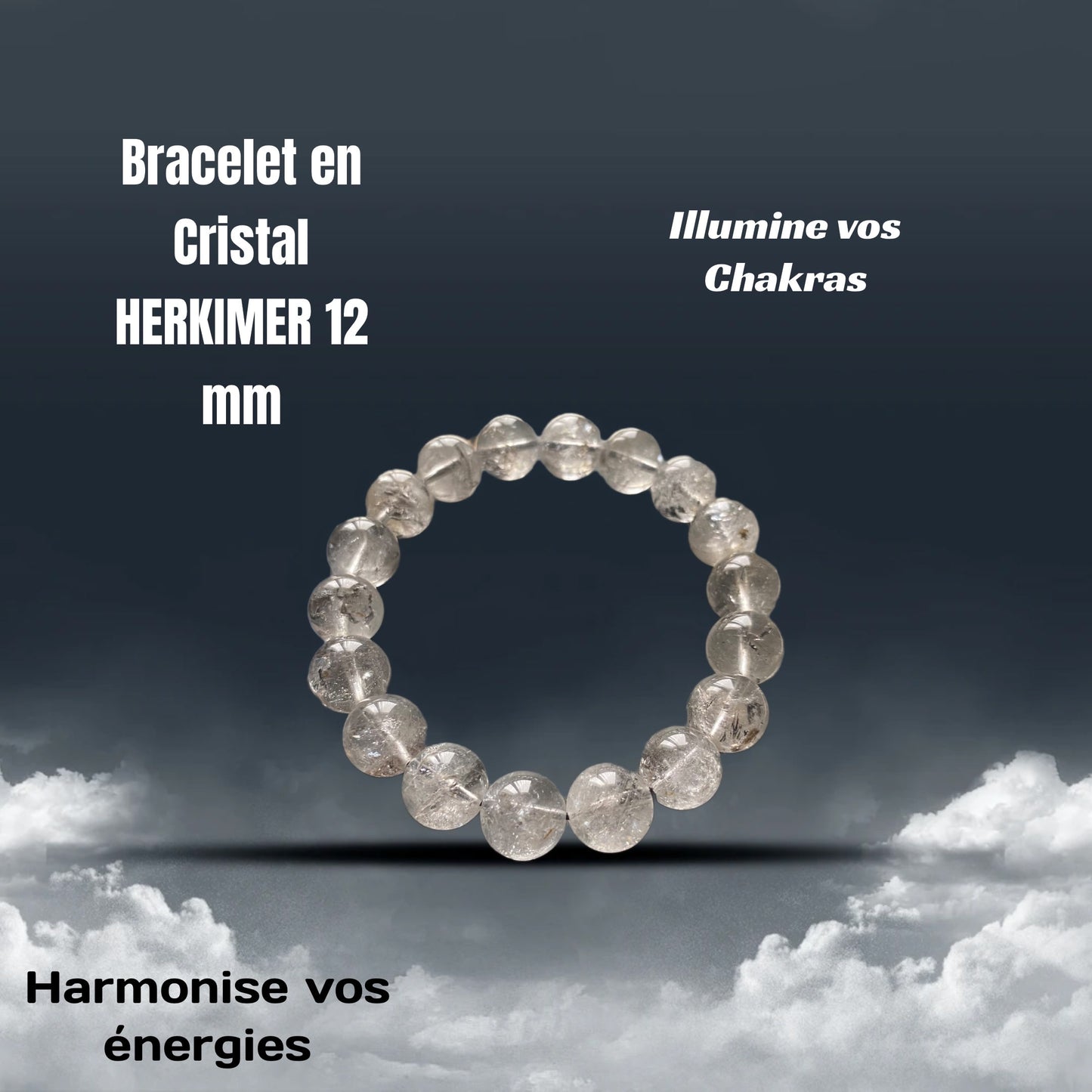 Bracelet Cristal Herkimer 12 mm