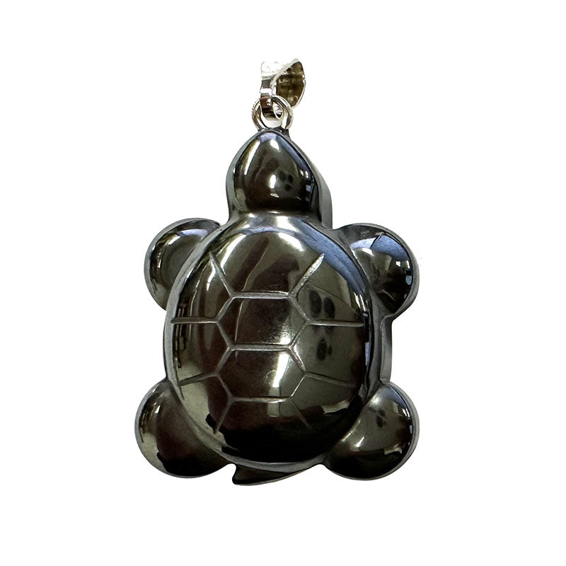 Pendentif Tortue en Hématite avec cordon