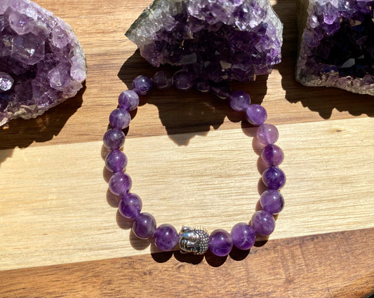 Bracelet AMETHYSTE 8 mm avec bouddha