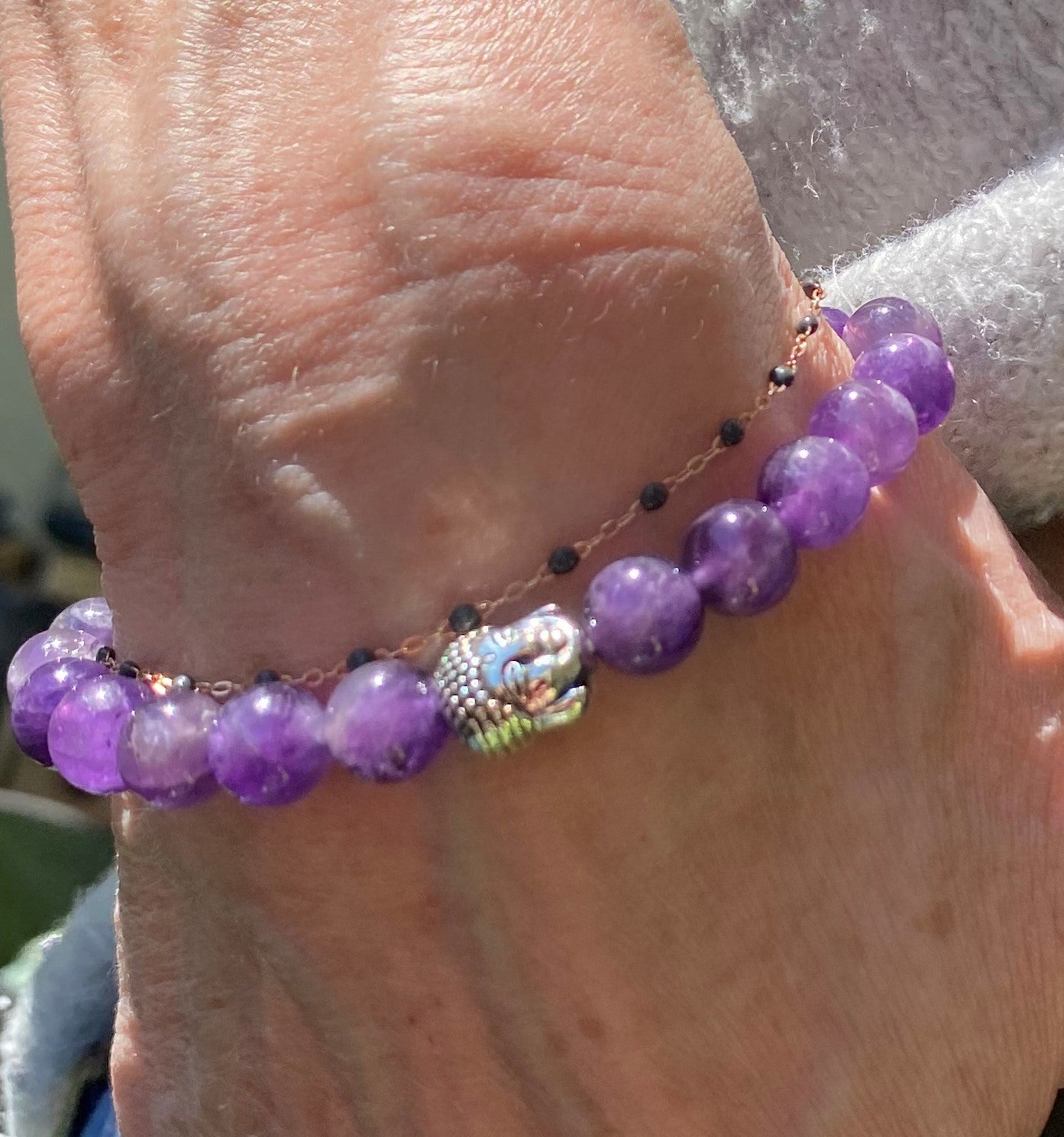 Bracelet AMETHYSTE 8 mm avec bouddha