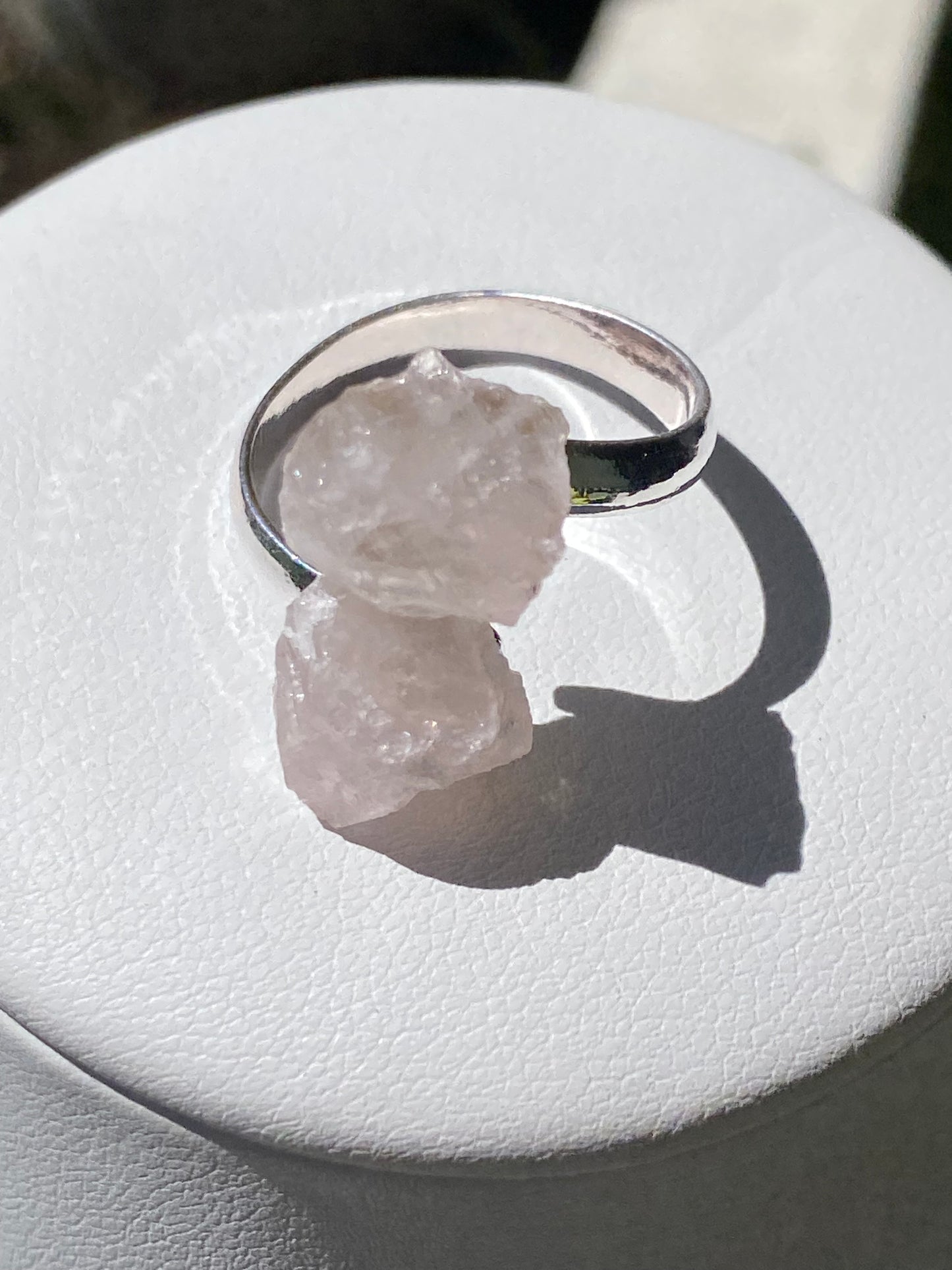 Bague Quartz Rose deux pointes réglable