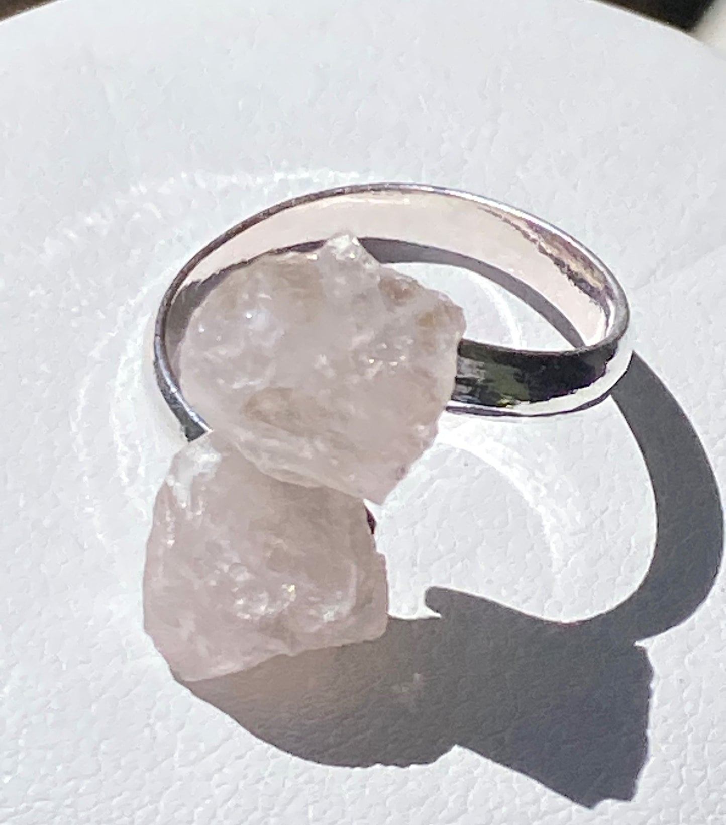 Bague Quartz Rose deux pointes réglable