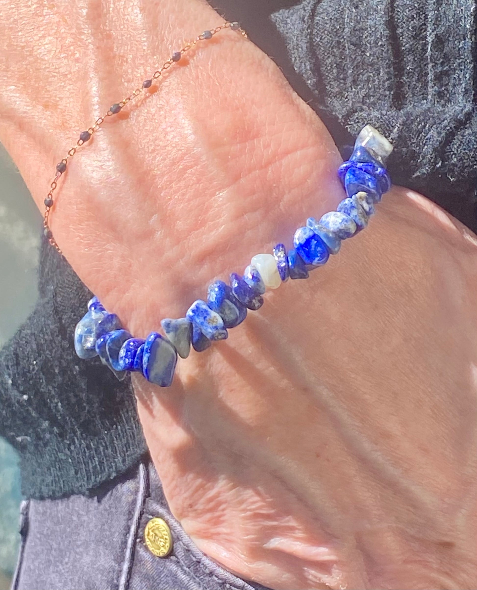 Bracelet Baroque en pierre Lapis Lazuli 8 mm